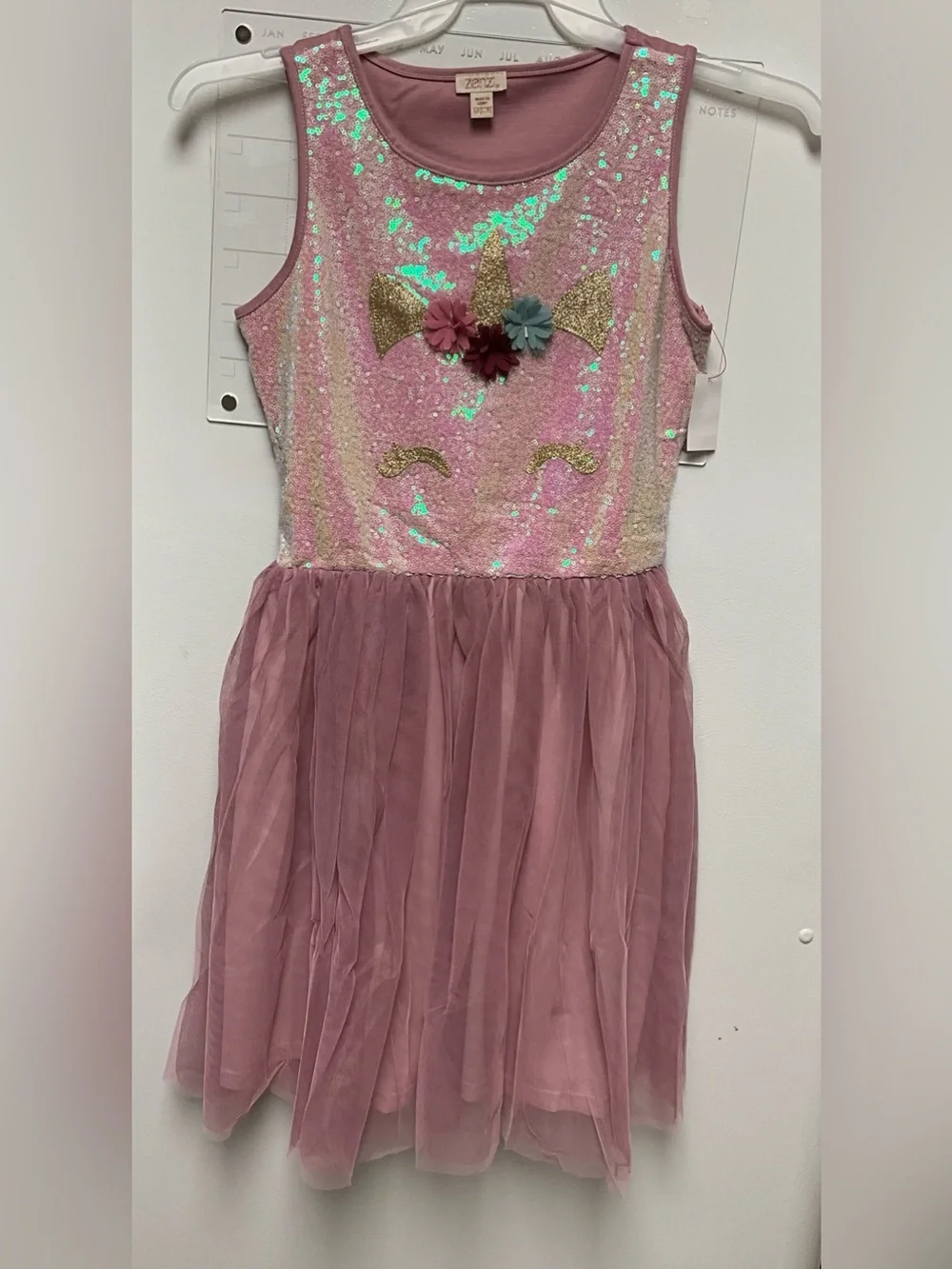Girls' Pink Sequin Unicorn Tulle Dress